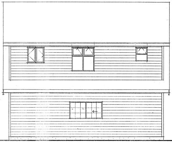 Cape Cod, Traditional 2 Car Garage Apartment Plan 96220 with 1 Beds, 1 Baths Rear Elevation