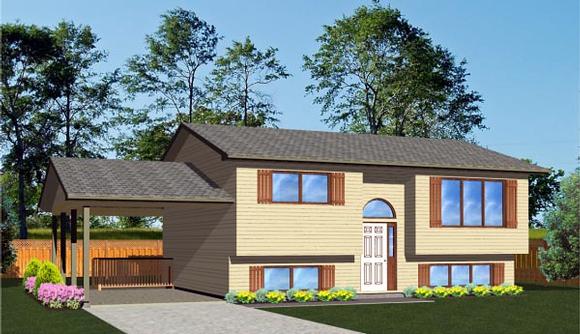 Ranch, Retro House Plan 96221 with 2 Beds, 1 Baths, 1 Car Garage Elevation