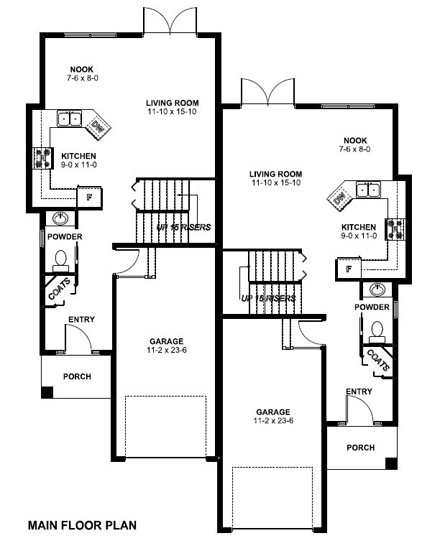 Contemporary Multi-Family Plan 96223 with 6 Beds, 6 Baths, 2 Car Garage First Level Plan
