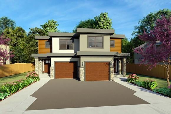 Contemporary Multi-Family Plan 96223 with 6 Beds, 6 Baths, 2 Car Garage Elevation