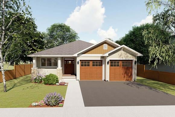 Craftsman, Traditional House Plan 96228 with 3 Beds, 2 Baths, 2 Car Garage Elevation