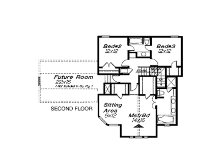 European, Victorian House Plan 96301 with 3 Beds, 3 Baths, 3 Car Garage Second Level Plan
