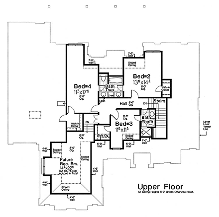 European, French Country House Plan 96329 with 5 Beds, 5 Baths, 3 Car Garage Second Level Plan