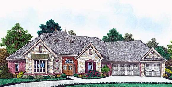 European, French Country House Plan 96340 with 3 Beds, 4 Baths, 3 Car Garage Elevation