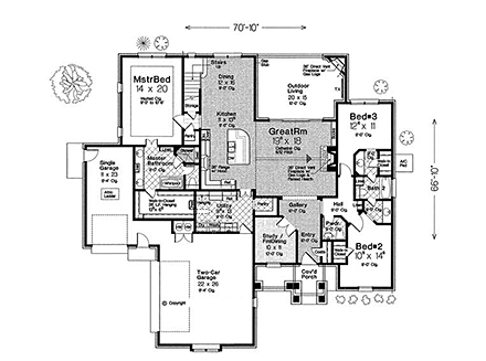 Country, European, French Country House Plan 96344 with 3 Beds, 4 Baths, 3 Car Garage First Level Plan