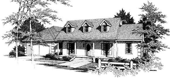 Cape Cod, Country, One-Story House Plan 96526 with 3 Beds, 3 Baths, 2 Car Garage Elevation