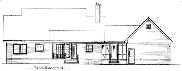 Cape Cod, Country House Plan 96542 with 3 Beds, 2 Baths, 1 Car Garage Rear Elevation