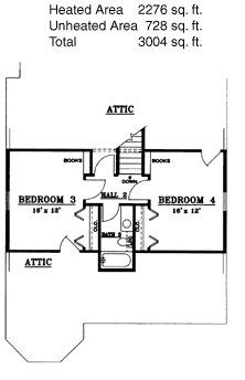 Traditional House Plan 96546 with 4 Beds, 3 Baths, 2 Car Garage Second Level Plan