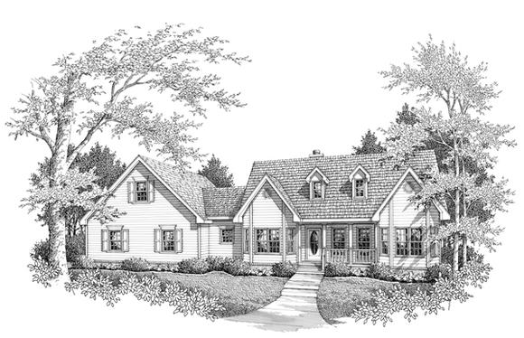 Farmhouse, One-Story House Plan 96555 with 3 Beds, 2 Baths, 2 Car Garage Elevation