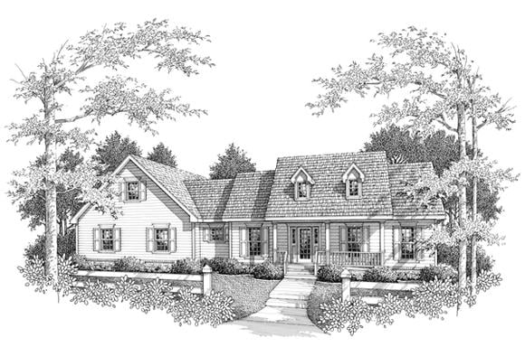 Farmhouse, One-Story House Plan 96556 with 3 Beds, 3 Baths, 2 Car Garage Elevation