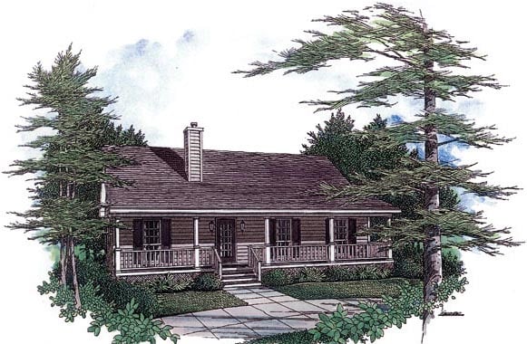 Cabin, Country, Ranch House Plan 96559 with 3 Beds, 2 Baths Elevation