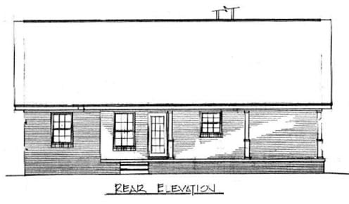 Cabin, Country, Ranch House Plan 96559 with 3 Beds, 2 Baths Rear Elevation