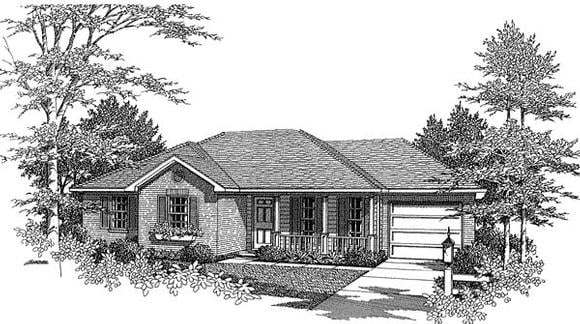 Traditional House Plan 96563 with 3 Beds, 2 Baths, 1 Car Garage Elevation
