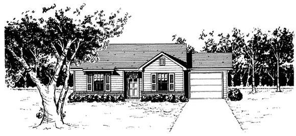 Traditional House Plan 96564 with 3 Beds, 2 Baths, 1 Car Garage Elevation