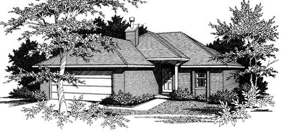 Narrow Lot, One-Story, Traditional House Plan 96566 with 2 Beds, 2 Baths, 2 Car Garage Elevation