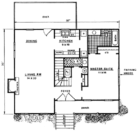 Cape Cod, Coastal, Country, Narrow Lot House Plan 96576 with 3 Beds, 2.5 Baths First Level Plan