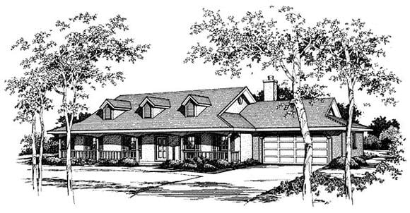 Country, Ranch House Plan 96581 with 3 Beds, 2 Baths, 2 Car Garage Elevation