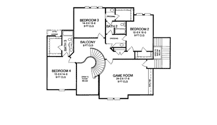 European, Victorian House Plan 96604 with 4 Beds, 5 Baths, 2 Car Garage Second Level Plan