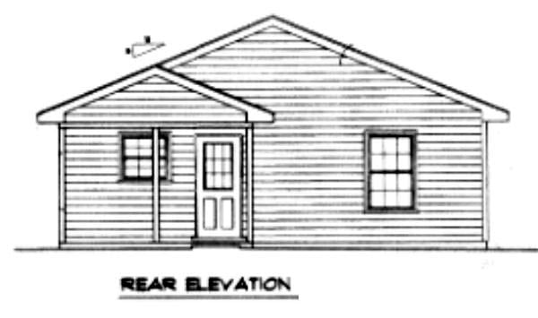 Traditional House Plan 96700 with 2 Beds, 1 Baths Rear Elevation