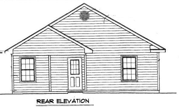 Traditional House Plan 96702 with 2 Beds, 1 Baths Rear Elevation