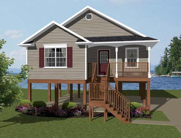 Coastal, Southern House Plan 96703 with 2 Beds, 1 Baths Elevation
