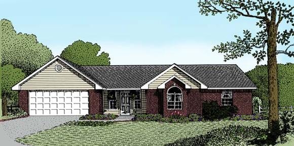 Traditional House Plan 96804 with 4 Beds, 2 Baths, 2 Car Garage Elevation