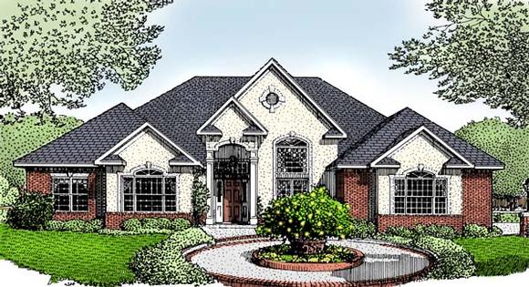 European House Plan 96813 with 3 Beds, 2 Baths, 2 Car Garage Elevation