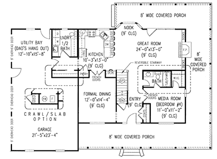 Country, Farmhouse House Plan 96815 with 4 Beds, 4 Baths, 2 Car Garage First Level Plan