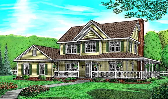 Country, Farmhouse House Plan 96815 with 4 Beds, 4 Baths, 2 Car Garage Elevation