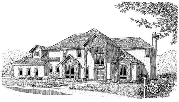 Colonial, European House Plan 96816 with 4 Beds, 3 Baths, 3 Car Garage Elevation