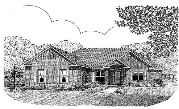 Traditional House Plan 96817 with 5 Beds, 4 Baths, 2 Car Garage Elevation