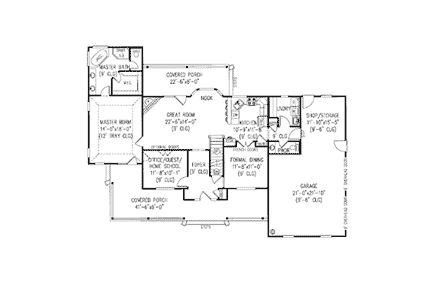 Country, Farmhouse, Southern House Plan 96820 with 4 Beds, 3 Baths First Level Plan
