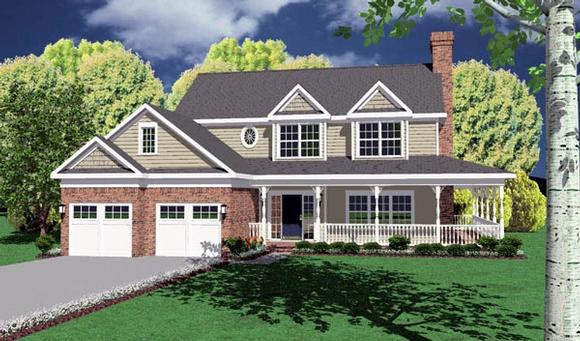Country, Traditional House Plan 96822 with 4 Beds, 3 Baths, 2 Car Garage Elevation