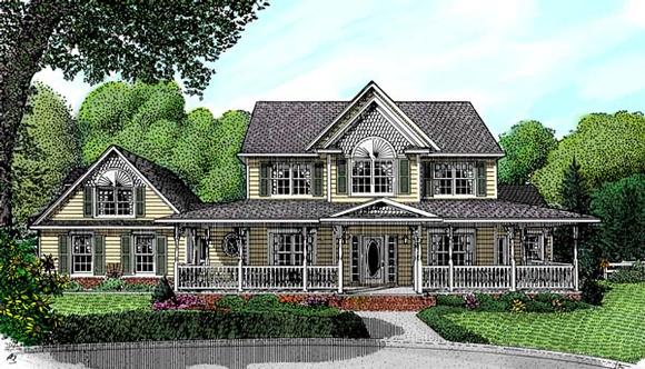 Country, Farmhouse House Plan 96823 with 4 Beds, 3 Baths, 2 Car Garage Elevation