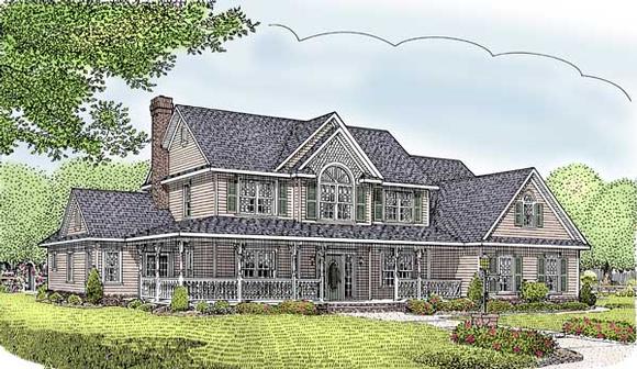 Country, Farmhouse House Plan 96828 with 5 Beds, 3 Baths, 2 Car Garage Elevation