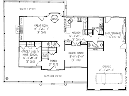 Country, Farmhouse House Plan 96829 with 4 Beds, 3 Baths, 2 Car Garage First Level Plan