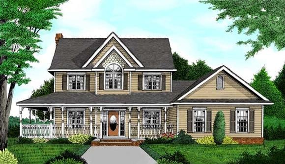 Country, Farmhouse House Plan 96832 with 4 Beds, 4 Baths, 3 Car Garage Elevation