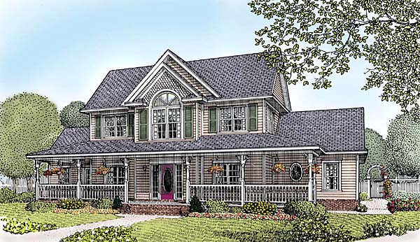 Country, Farmhouse, Southern House Plan 96834 with 4 Beds, 3 Baths, 3 Car Garage Elevation
