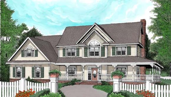 Country, Farmhouse House Plan 96838 with 4 Beds, 3 Baths, 3 Car Garage Elevation