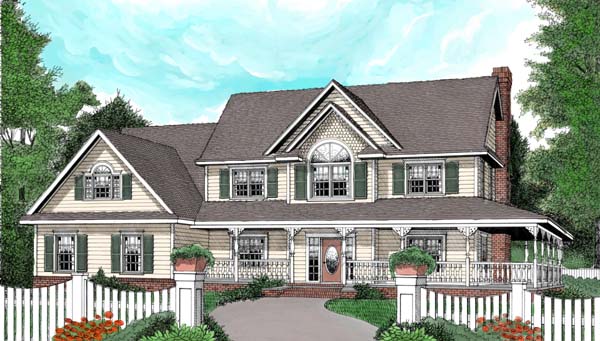 Country, Farmhouse House Plan 96838 with 4 Beds, 3 Baths, 3 Car Garage Elevation