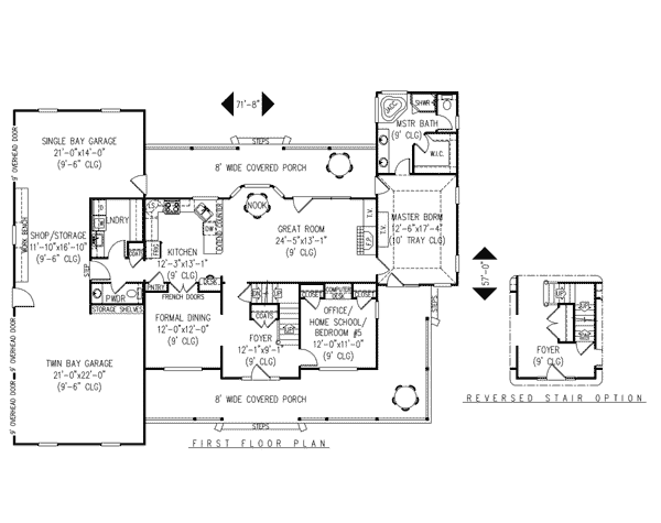 Country, Farmhouse House Plan 96839 with 5 Beds, 3 Baths, 3 Car Garage Level One