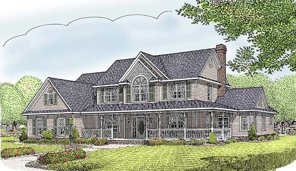 Country, Farmhouse House Plan 96839 with 5 Beds, 3 Baths, 3 Car Garage Elevation