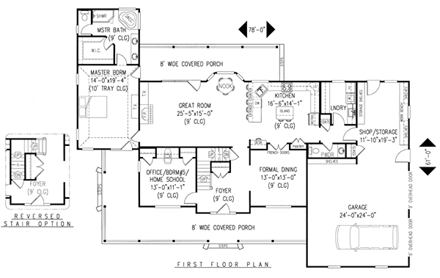 Country, Farmhouse House Plan 96840 with 5 Beds, 3 Baths, 2 Car Garage First Level Plan