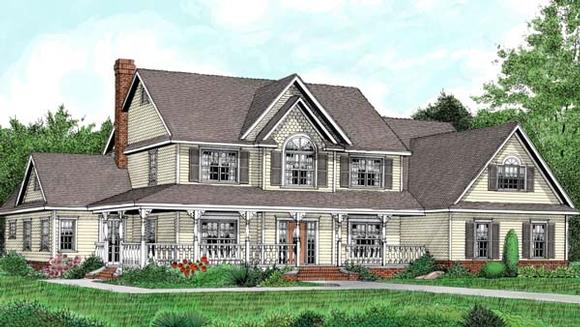Country, Farmhouse House Plan 96840 with 5 Beds, 3 Baths, 2 Car Garage Elevation