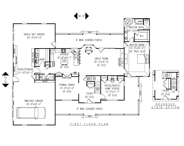 Country, Farmhouse House Plan 96841 with 5 Beds, 3 Baths, 3 Car Garage Level One