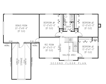 Country, Farmhouse House Plan 96841 with 5 Beds, 3 Baths, 3 Car Garage Second Level Plan