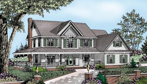 Country, Farmhouse House Plan 96861 with 4 Beds, 3 Baths, 3 Car Garage Elevation
