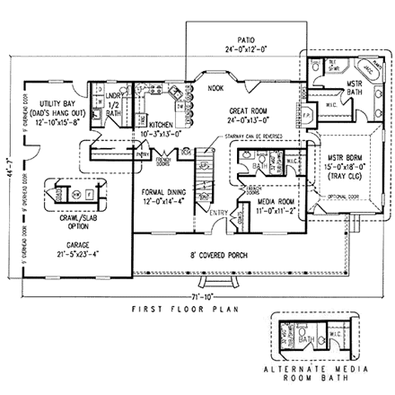 Country, Farmhouse House Plan 96870 with 4 Beds, 4 Baths, 2 Car Garage First Level Plan