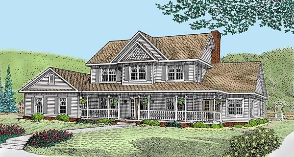 Country, Farmhouse House Plan 96870 with 4 Beds, 4 Baths, 2 Car Garage Elevation
