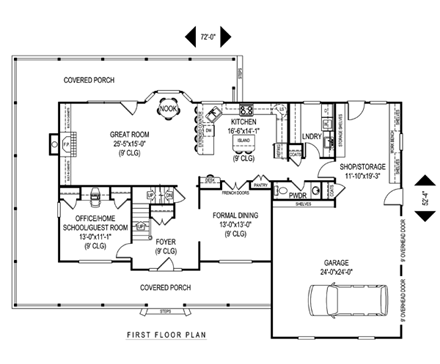 Country, Farmhouse, Victorian House Plan 96878 with 4 Beds, 3 Baths, 2 Car Garage First Level Plan